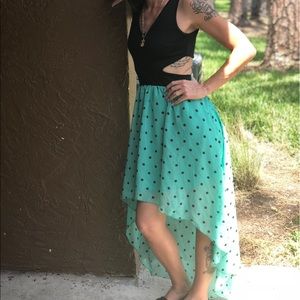 Teal Fun and Sexy High - Low Sundress